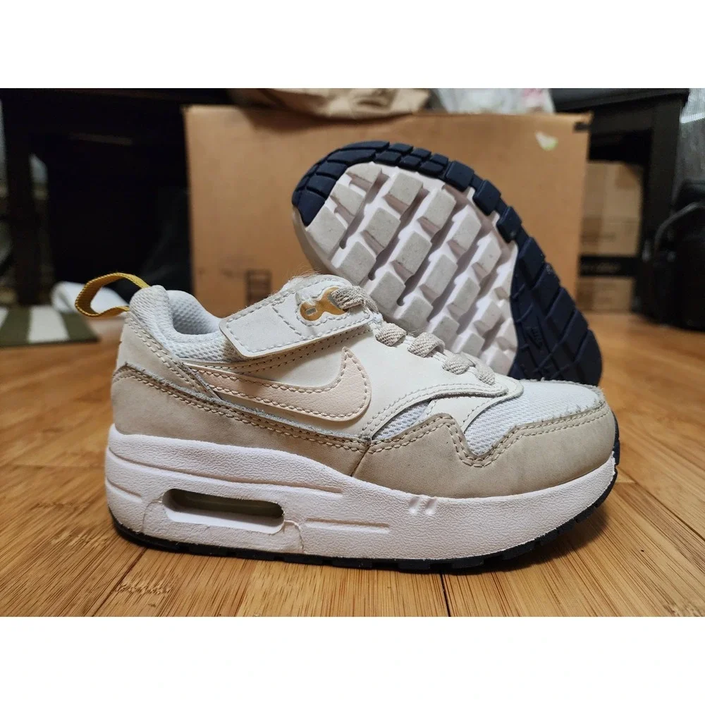 Nike Air Max 1 Easyon Shoes Kids 10C Sneakers Beige Orewood Brown DZ3308-103